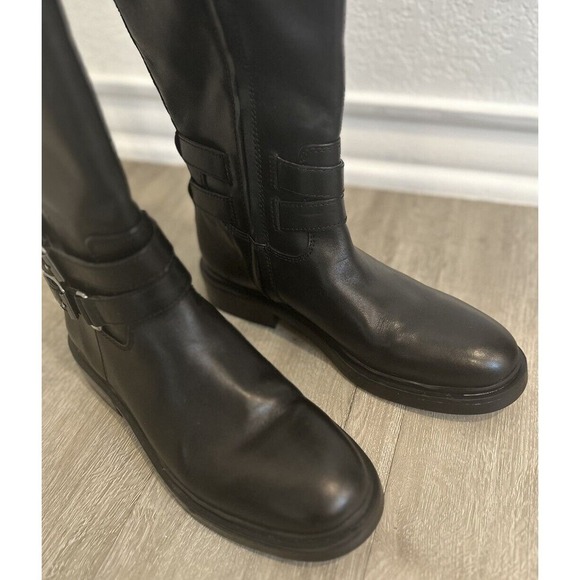 SAM EDELMAN Womens Black Freda Round Toe Block Heel Leather‎ Riding Boot size 9M - Picture 4 of 9